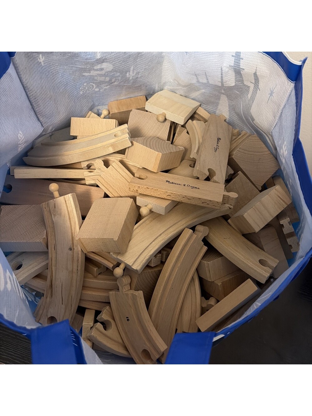 Bulk Wooden Train Track Lot 14 Lbs Over 200+ Pcs Curved Straight Switch Rails